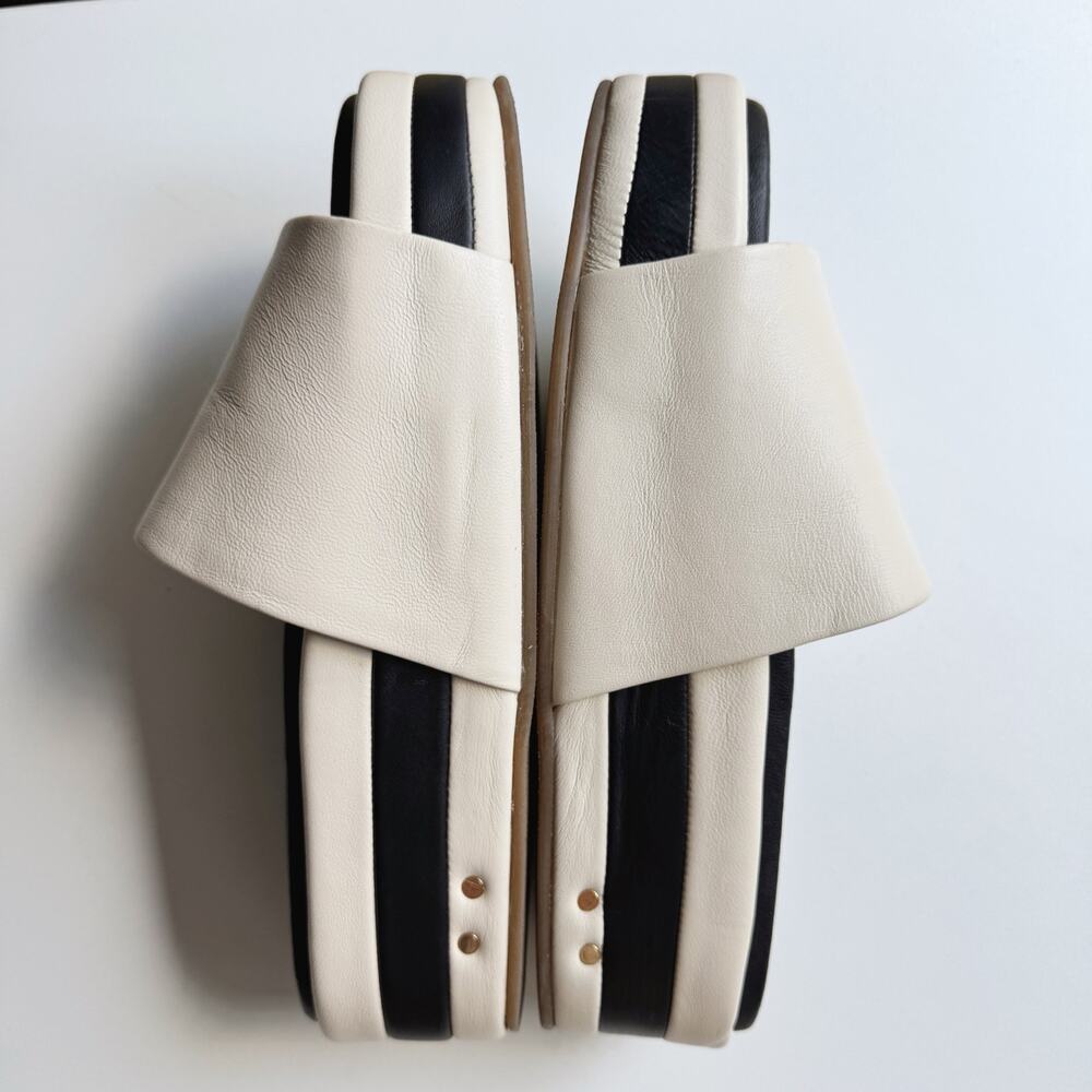 Beek Albatross Eggshell Black Stripe Platform Slide Sandals Size 9 - Picture 3 of 7